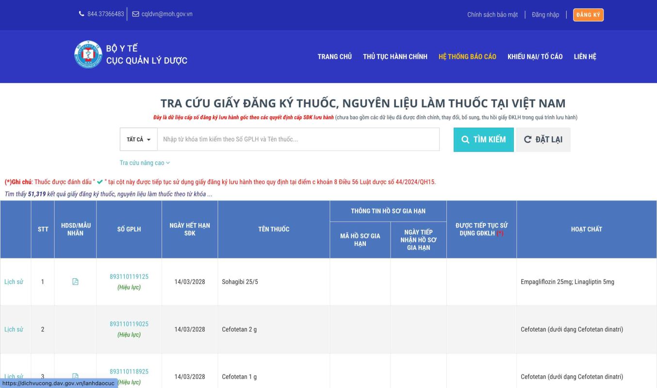 hướng dẫn tra cứu số đăng ký thuốc